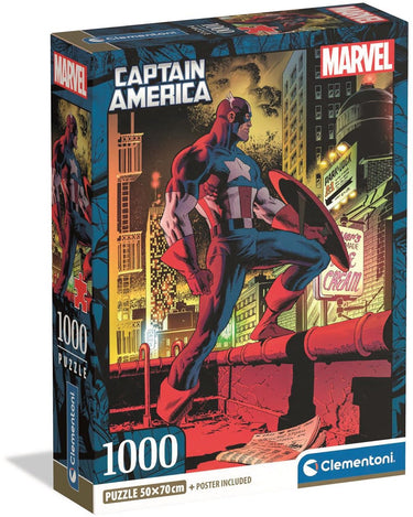 Clementoni - puzzel - 1000 stukjes - marvel captain america - compact box