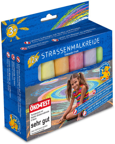 Pustefix stoepkrijt - 12 stuks - geef de wereld kleur - 4 jaar