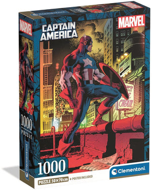 Clementoni - puzzel - 1000 stukjes - marvel captain america - compact box