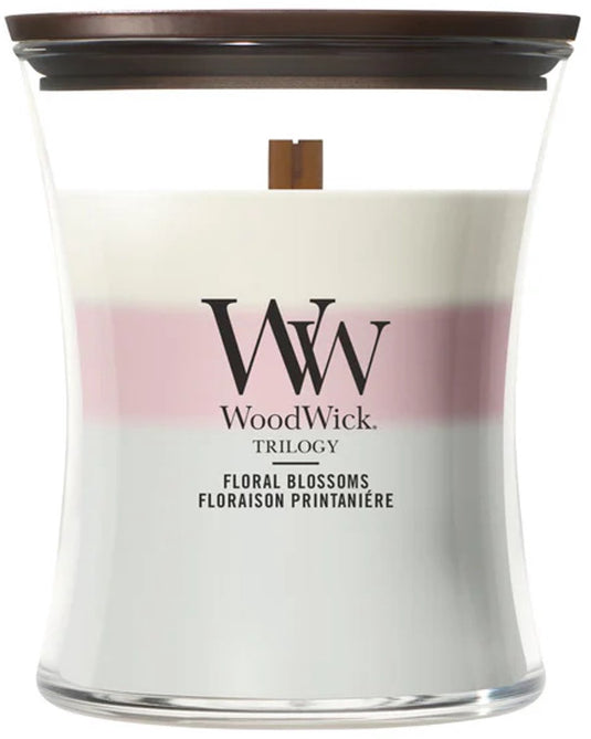 Woodwick hourglass - trilogy floral blossoms - medium geurkaars - 60 branduren