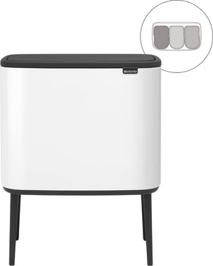 Brabantia bo touch bin prullenbak - 3 x 11 liter - afvalscheiding - white