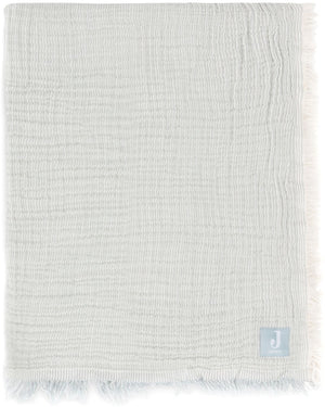 Jollein deken wieg jersey 75x100cm - fringe stripe sea green ivory - gots