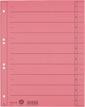 Leitz staffeltabblad karton - beschrijfbare tabs, 2 4-rings - voor ordners en ringbanden - rood