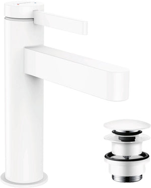 Hansgrohe finoris - wastafelmengkraan - ééngreeps bediening - met afvoerplug - 110mm - mat wit