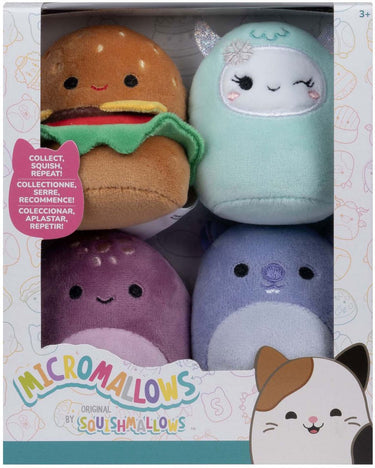 Squishmallows knuffel pluche micromallows - carl, yollie, javari, tudor, 4-pack