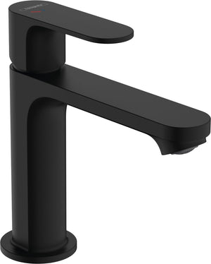 Hansgrohe rebris s - wastafelmengkraan - ééngreeps bediening - coolstart energiebesparend - ecosmart+ waterbesparend - met trekwaste - 110mm maat - mat zwart