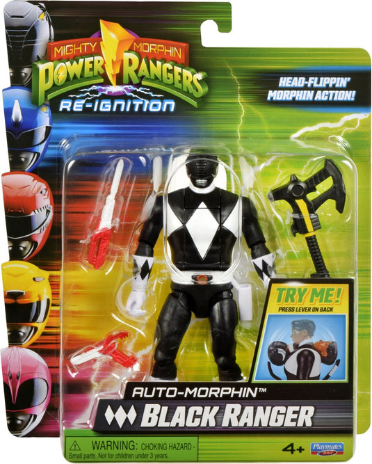 Power rangers playmates mighty morphin action figure auto-morphin black ranger 12 cm action figuur
