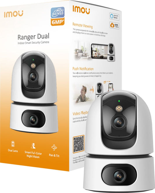 Imou ranger dual petcam | huisdiercamera beveiligingscamera | 3mp + 3mp lens | detectie van huisdieren en personen | abnormale geluidsdetectie | intercom functie | slimme volgfunctie | 3 jaar garantie