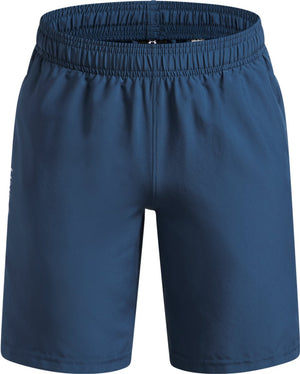 Under armour ua tech woven wordmark short-blu jongens sportbroek - wham blauw - wit