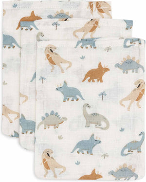 Jollein - baby hydrofiel washandje - katoen - 3 stuks - roarsome - baby washand, hydrofiele washandjes -15x20cm