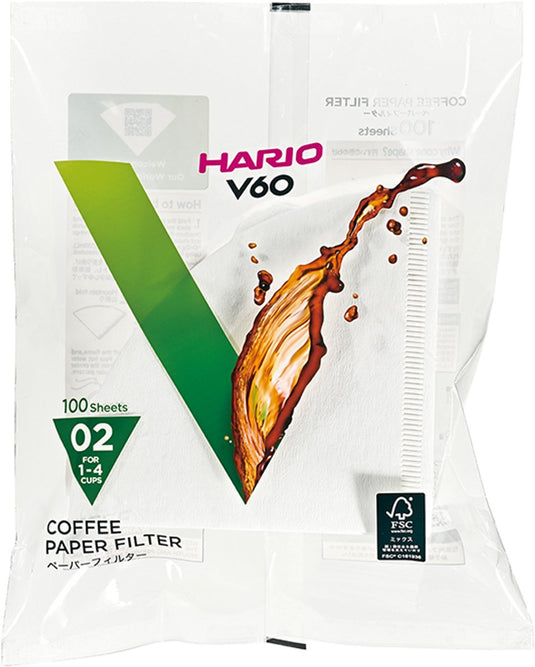 Hario v60 koffiefilters - 02 size - 100 stuks - wit