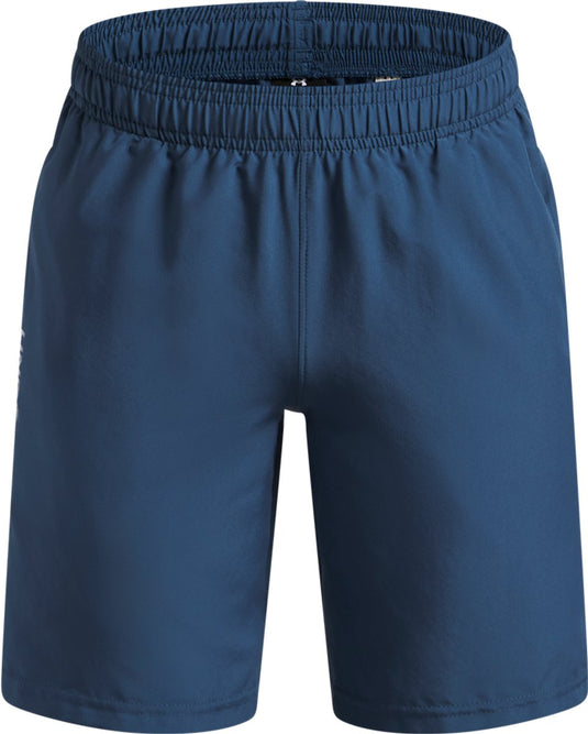 Under armour ua tech woven wordmark short-blu jongens sportbroek - wham blauw - wit