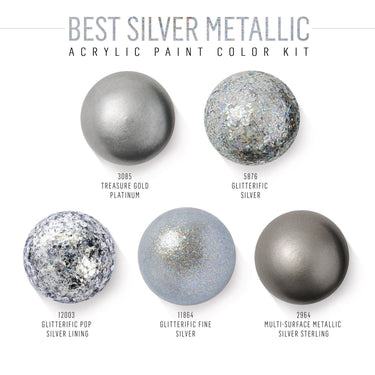 Folkart • acrylic paint color kit best silver metallic 5pcs