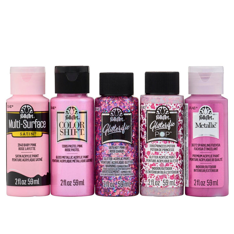 Load image into Gallery viewer, Folkart • acrylic paint color kit best pink metallic 5pcs
