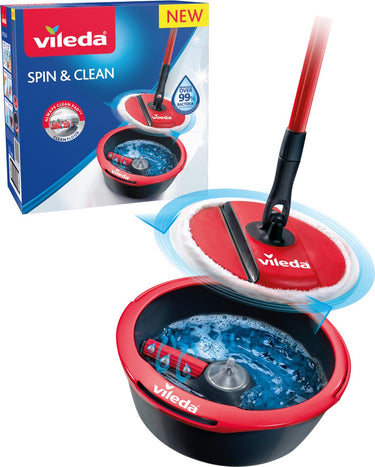 Vileda spin clean - mopset - altijd schoon pad - plooibare kop in microvezels 2in1