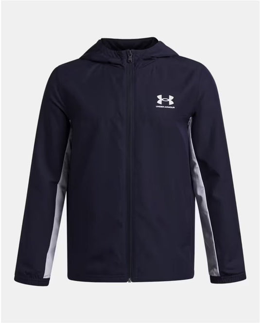 Under armour ua b rival wvn jacket-blu jongens sportshirt - midnight navy - wit