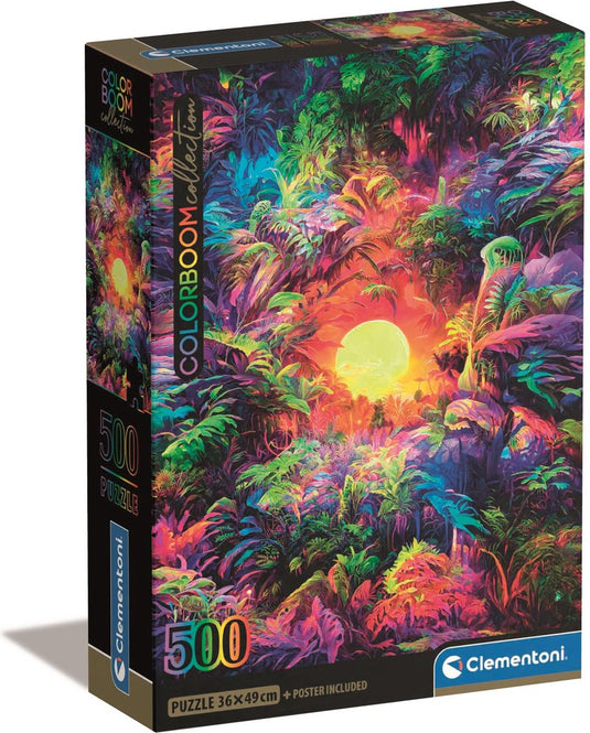 Clementoni - puzzel - 500 stukjes - psychedelische jungle zonsopgang - puzzel voor volwassenen - high quality collection
