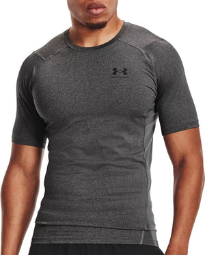 Under armour ua hg armour comp ss heren sportshirt - grijs - zwart