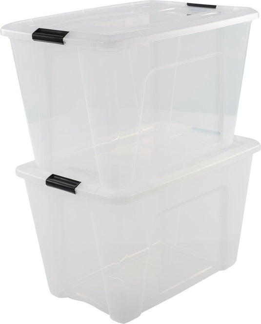 Iris topbox opbergbox - 60l - kunststof - transparant - set van 2