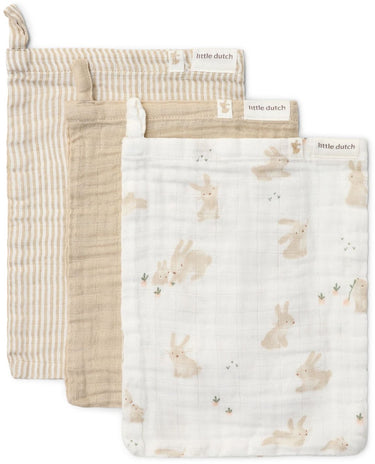 Little dutch washandjes set - wit - newborn naturals - baby bunny