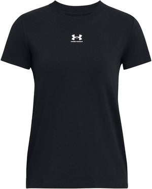 Under armour ua rival core ss-blk dames sportshirt - zwart - wit