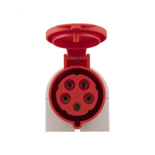 Plieger cee wandcontactdoos 400v 5 polig 32a met label rood d52s31