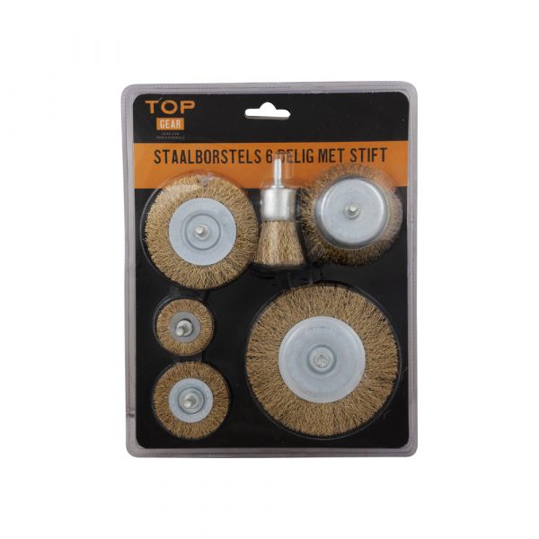 Load image into Gallery viewer, Topgear staalborstels 6-delig met stift
