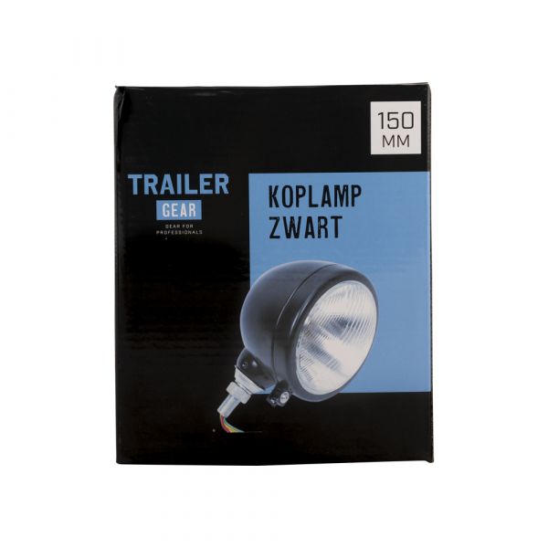 Load image into Gallery viewer, Trailergear koplamp zwart 150 mm.
