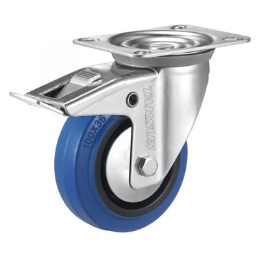 Tarsus zwenkwiel + rem 125 mm. blauw