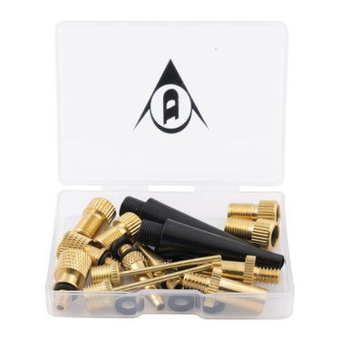 Dunlop ventiel adapter set 14-delig - verloopnippels voor fiets auto bal - geschikt voor presta schrader ventiel - inclusief opbergdoos en rubber ringen