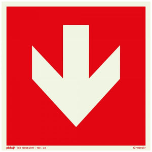 Bord rood met pijl ftlm - 150x150 mm zelfklevend.