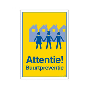 Bord attentie buurtpreventie - 230x330 mm.