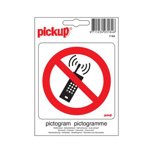 Sticker verboden voor mob. telefoons - 100x100 mm.