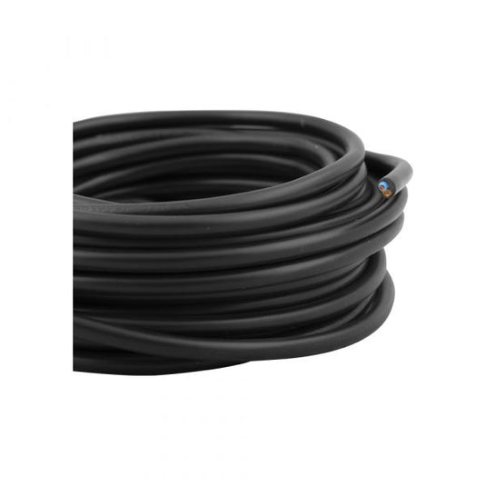 Huishoudsnoer 2x0.75 zwart 10 meter.