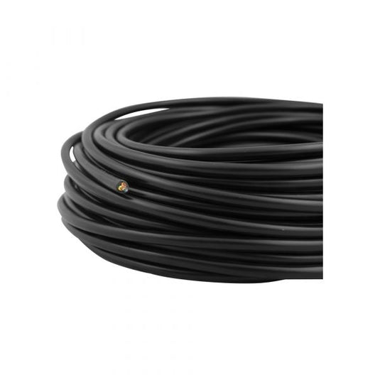Huishoudkabel 3x1.0 zwart 25 meter.