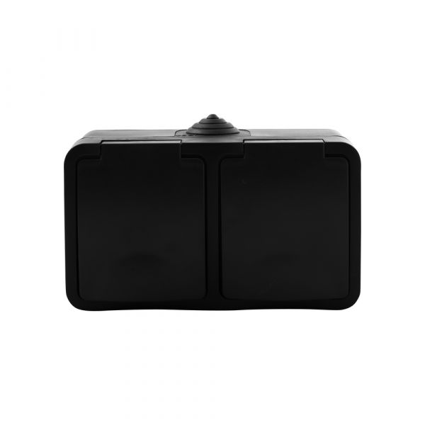 Load image into Gallery viewer, Q-link contactdoos opbouw - 2-voudig - horizontaal - zwart
