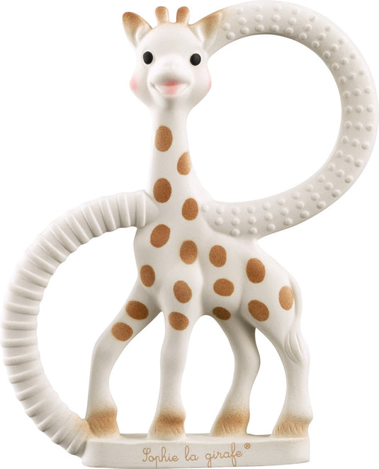 Sophie de giraf bijtring soft - baby speelgoed - kraamcadeau - babyshower cadeau - 100% natuurlijk rubber - in gerecyled geschenkdoosje met organic katoenen strikje - vanaf 0 maanden - bruin beige