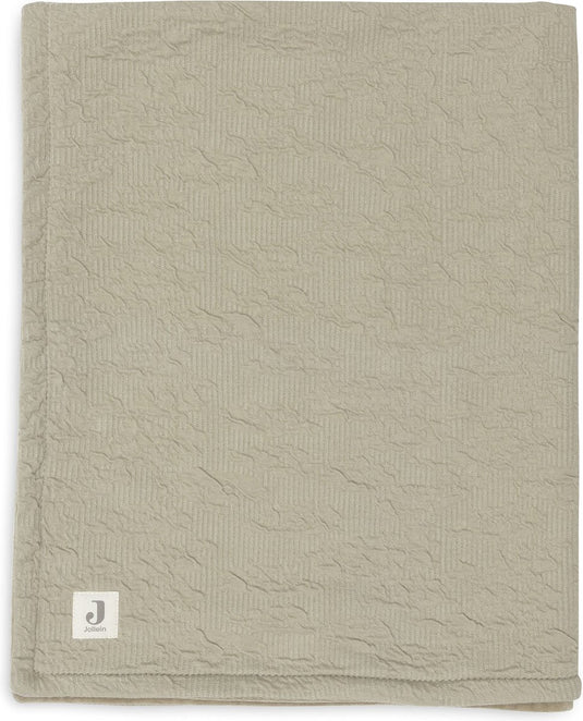 Jollein - deken wieg 75x100cm - wiegdeken, wiegdekentje, dekentje baby - soft waves - olive green velvet