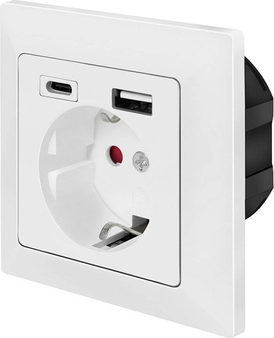 Logilink pa0262 stopcontact (onderbouw) met usb-laaduitgang, aanraakbeveiliging wit