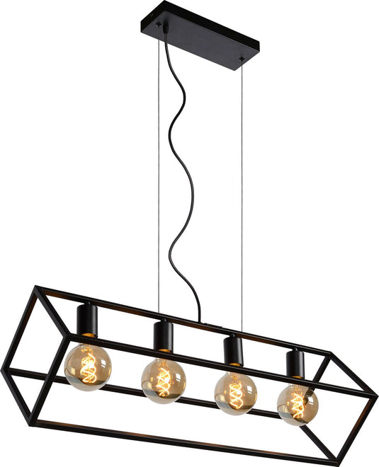 Lucide fabian - hanglamp - 4xe27 - zwart