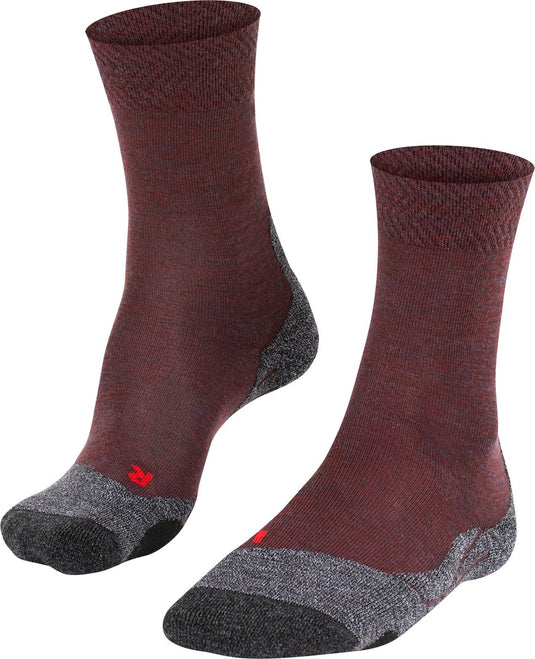 Falke tk2 melange anti-blaar dik wol functioneel materiaal wandelsokken dames rood - maat 37-38