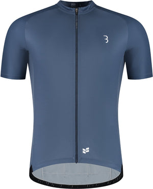 Bbb cycling comfortfit r - duurzaam fietsshirt heren korte mouw - 15-25 °c - ademend mtb en wielrenshirt - 3 achterzakken - staal blauw