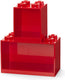 Lego iconic brick boekenplanken 4 + 8 noppen - set van 2 stuks - rood