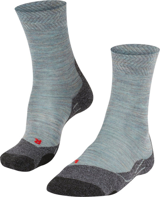 Falke tk2 melange anti-blaar dik wol functioneel materiaal wandelsokken dames blauw - maat 37-38