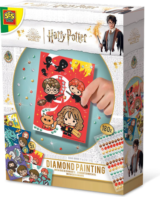 Ses creative - harry potter - diamond painting - 180 diamantstickers en 5 mozaïekkaarten - knutselset voor kinderen