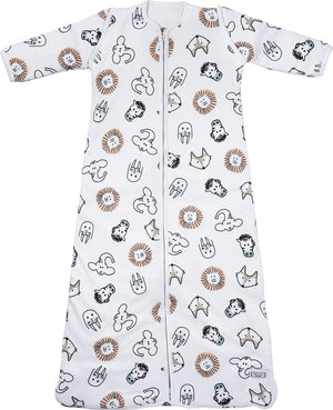 Meyco baby slaapzak winter animal - afritsbare mouwen - multicolour - 70cm - winterslaapzak