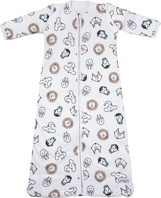 Meyco baby slaapzak winter animal - afritsbare mouwen - multicolour - 70cm - winterslaapzak