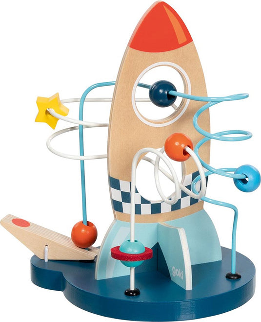Goki kralenstructuur: space orbit 21 19,5x14x21,4cm, met galaxy katapult, hout en metaal, 1+