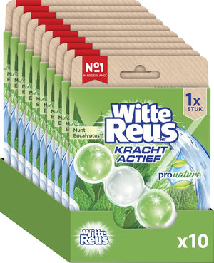 Witte reus pro nature munt eucalyptus toiletblok 50g - wc blokjes - voordeelverpakking - 10 stuks