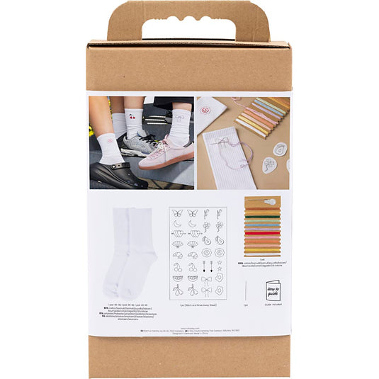 Creativ company hobbyset borduurwerk sokken wit